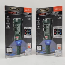 2 Pack Defiant Smart Outdoor 4 ft. 6-Outlet Power Stake Timer Powered Hubspace