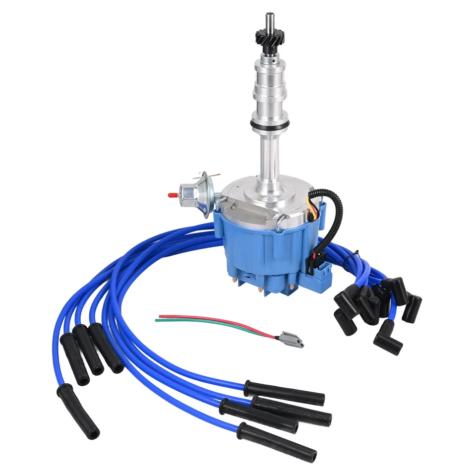 For Ford FE HEI Distributor 332 352 360 406 427 428 + BLUE Spark Plug wires - Image 2 of 4