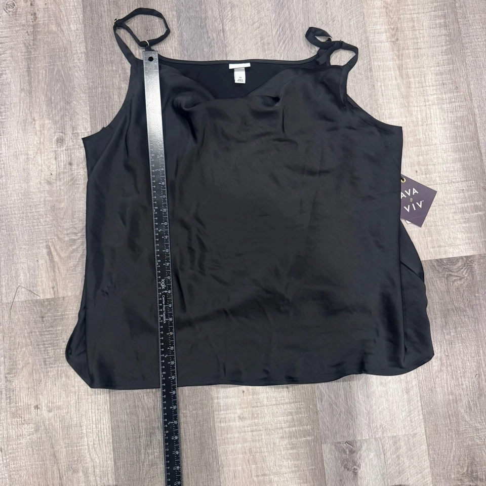 Ava&Viv Women’s Black Satin Camisole Top Plus Size 3x Dressy, Heavy Satin New - Image 3 of 4