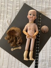 ARMAND MARSIELLE BISQUE HEAD DOLL W/FRENCH WIG AND PARTIAL WOOD BODY Restoration