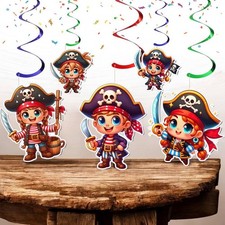 Pirate Party Hanging Swirl Decorations 10 Pcs Birthday Ceiling Treasure Hunt