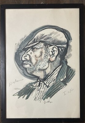  Napoleone  By renowned Italian painter Renato Guttuso 20.5 X 14.5 Framed.