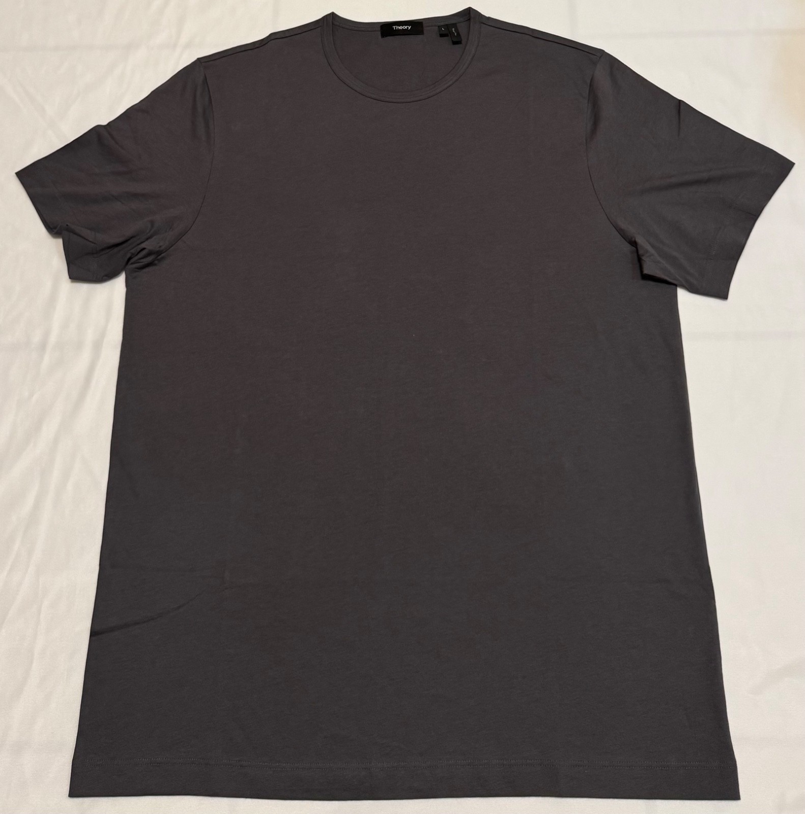 Theory Essential Crew Neck T-Shirt Men Gray Short Sleeve Designer Size L NWOT