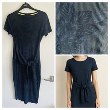 Clearance! Next Ribbed Cotton Flowers Print Belt Knot Detail Dress UK Size 10/12