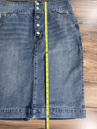 GAP Denim Skirt Womens 31 Blue Jean Pencil Raw Hem Front Button fly - Picture 4 of 12
