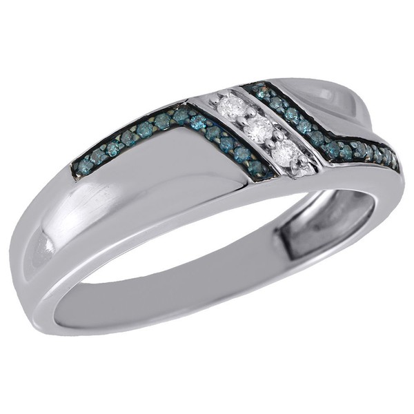 925 Sterlingsilber Blau Diamant Herren Hochzeit Verlobungsring 0.20 Karat-image