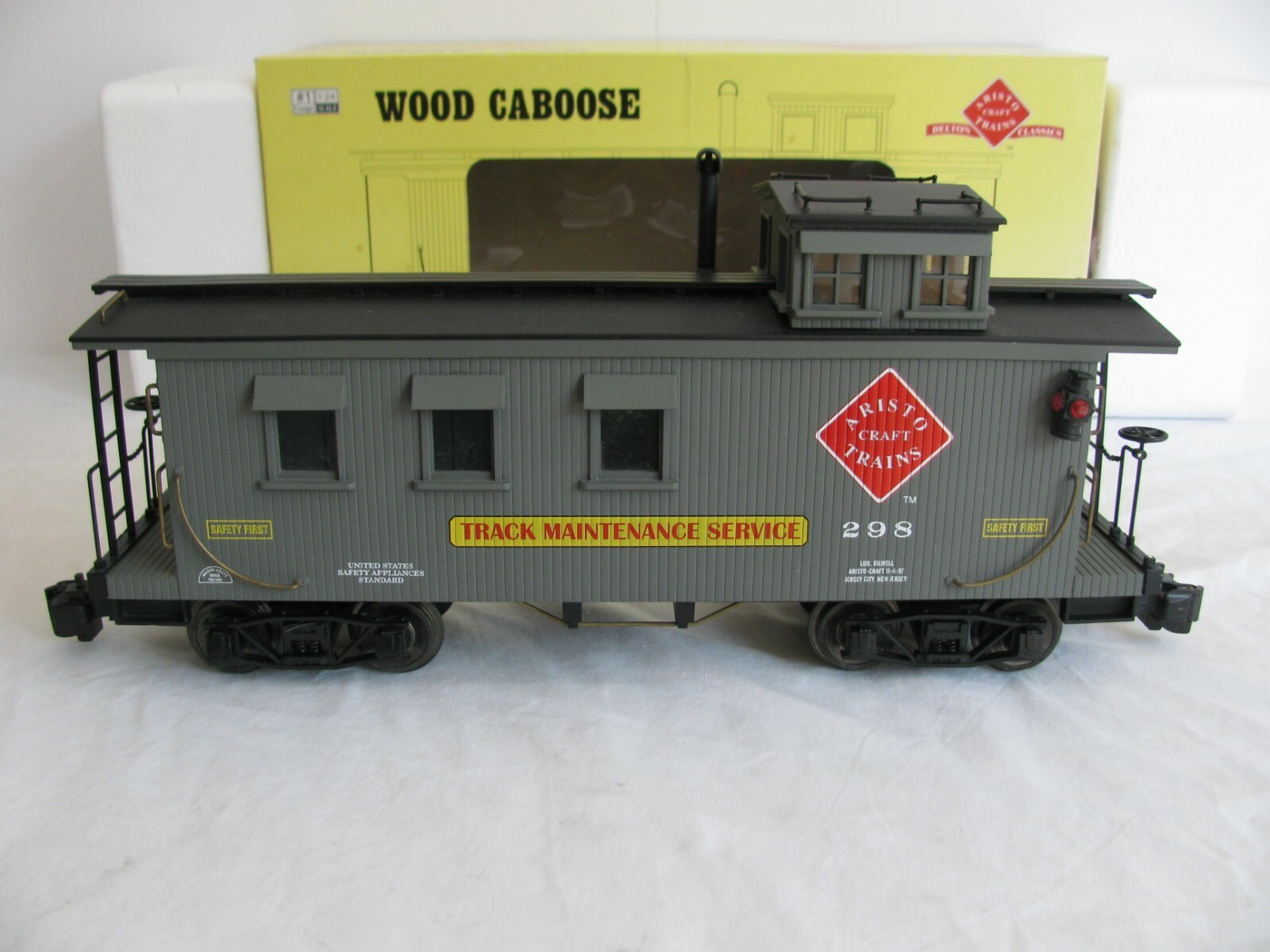 Aristo Craft Delton Lighted Track Maintenance Long Caboose 1998 Club Car #82198 Wysoko oceniane ★