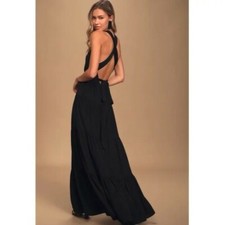 LULUS Black Convertible Halter Maxi Dress Size M New With Tags