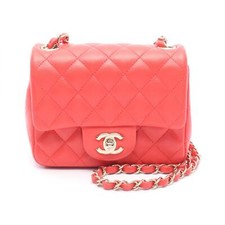 CHANEL Mini Matelasse Chain Shoulder Bag A35200 leather Red Used Women GHW CC