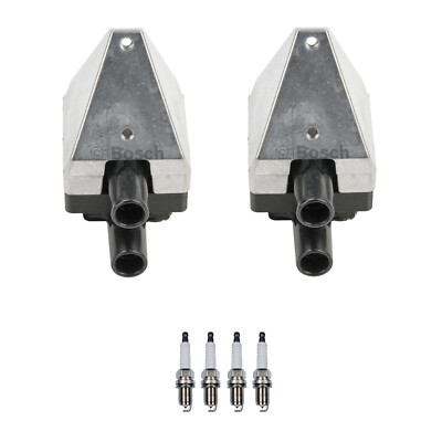 Bosch 2 Ignition Coil Denso 4 Platinum TT Spark Plug Kit For W202 C220 2.2 L4