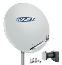 Schwaiger SAT Anlage Aluminium 80cm Set Quad LNB ASTRA HD tauglich hellgrau