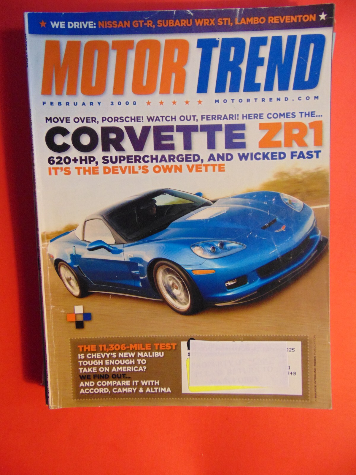 Motor Trend Magazine February 2008 Corvette ZR1