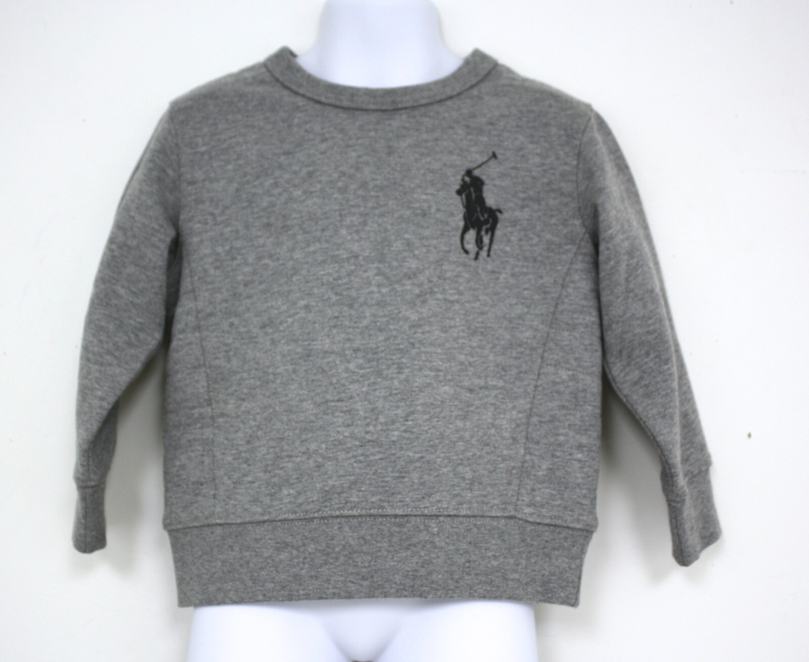 Felpa Ralph Lauren ragazzo grigio pullover nero logo pony nuova con etichetta bambino