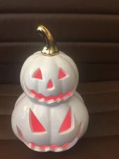 Halloween Light Up Tabletop White Pumpkin Changes Colors New With Tag