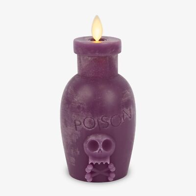 Luminara Chalky Poison Bottle LED Candle Moving Flame Flat Top Flameless Embo...