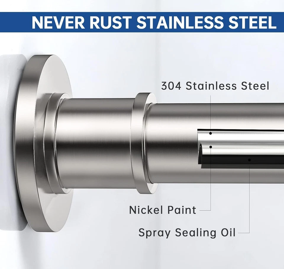 BRIOFOX 62-105 Inch Industrial Shower Curtain Rod | Non-Slip, Rustproof Steel - Image 3 of 4