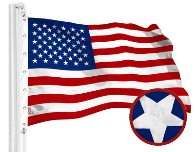 G128 American USA Flag 20x38 Ft StormFlyer Series Embroidered 220GSM Spun Poly