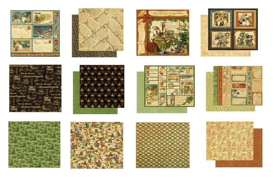 Graphic 45 Christmas Emporium Noel 12 x 12 Cardstock PICK Merry Season Santa Toy