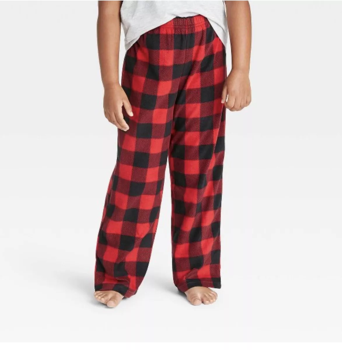 Kids' Holiday Buffalo Check Fleece Matching Family Pajama Pants -  Wondershop 10