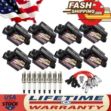 Ignition Coil & Spark Plug & Wires 8PCS For Chevy GMC Cadillac 4.8/5.3/6.0/8.1L