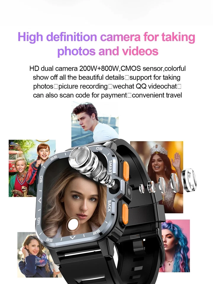 Herren Smartwatch Smart Uhr Männer Frauen hd kamera GPS SIM-Karte 4G RAM 64G ROM - Bild 2 von 4