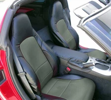 for CHEVY CORVETTE C6 2005-13 CUSTOM MADE FIT PAIR OF SEAT COVERS BLACK/CHARCOAL