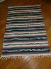 Vintage Mexican Blanket Serape Pink Blue 50" x 70"