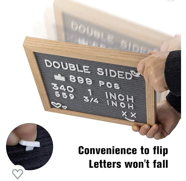 Double Sided Felt Letter Board, 10x10in Changeable Chars Memo Board Rustic Frame - Image 3 of 4