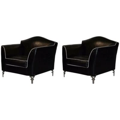 PAIR OF RRP £18,000 CAVALLI NELLA VERTRINA AVALON LEATHER CONTEMPORARY ARMCHAIRS - Image 1 of 4