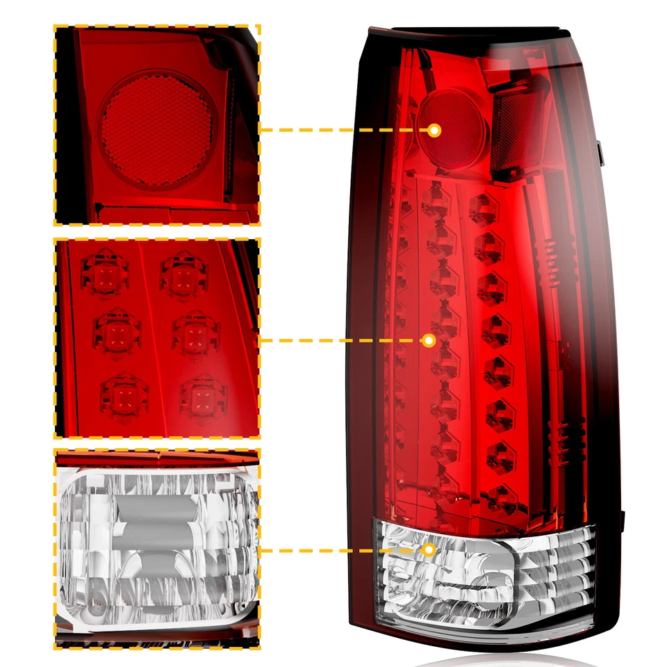 For 88-98 Chevy GMC C/K 1500 2500 Suburban Red Pair Tail Lights lamp LED - Image 2 of 4
