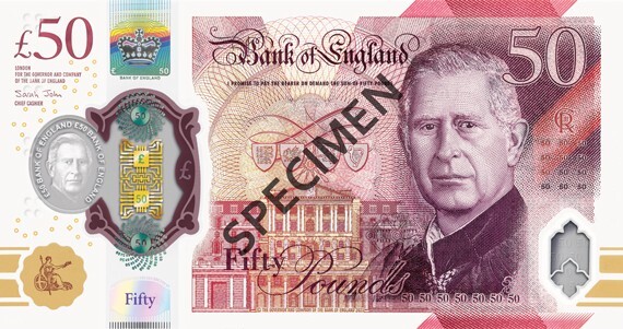 New 2024 Polymer Plastic £50 Fifty Pound Bank of England Notes UNC