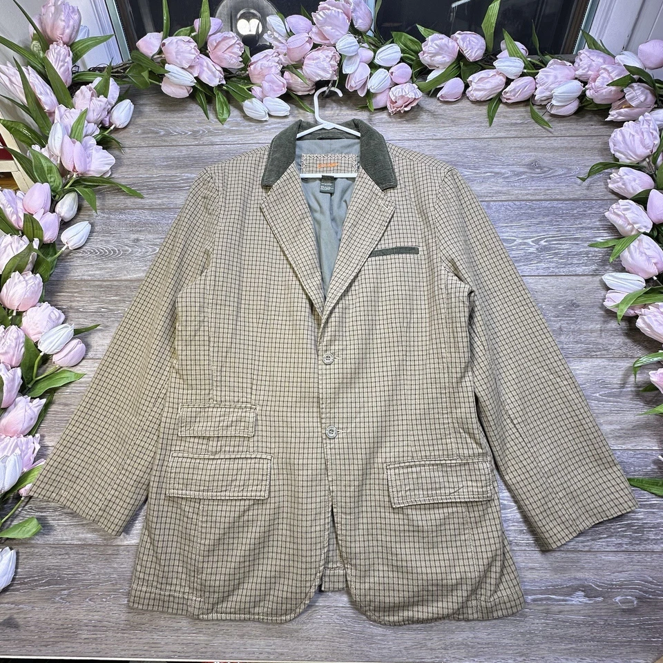 Plugg 男式夹克特大号 XL 绿色西装外套夹克灯芯绒领教授 — 第 4/4 张图片