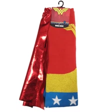 Wonder Woman Sparkly Knee High Socks Womens' 5-10 With Cape! DC Justice League