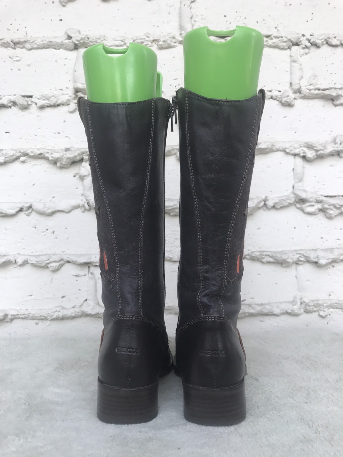 EUC! Geox Girls Riding Winter Boots Cowboy Brown Leather & Suede US 3.5Y EUR 35 image 4