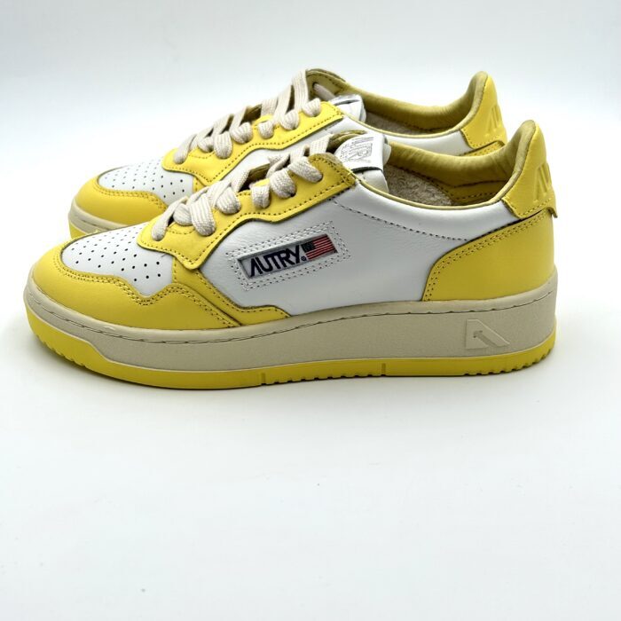 Autry Women's Bicolor White Yellow Leather Sneakers Art