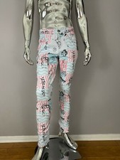Authentic Pink Dolphin Adult Casual Mens Scribbles U2 Denim Pants Size 32