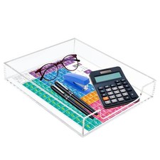 Tasybox Acrylic Letter Tray Paper Organizer, Clear Desk Organizer Tray Stacka...