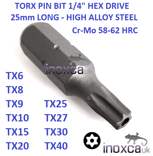 Pin Tx10 TORX PIN ANTI-TAMPER BIT TX6 TX8 TX9 TX10 TX15 TX20 TX25 TX27 TX30 TX40 ...