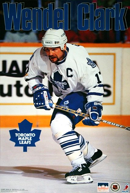 SPORTS POSTER WAREHOUSE WENDEL CLARK Toronto Maple Leafs 1994 NHL Hockey Vintage Original 22x34 POSTER