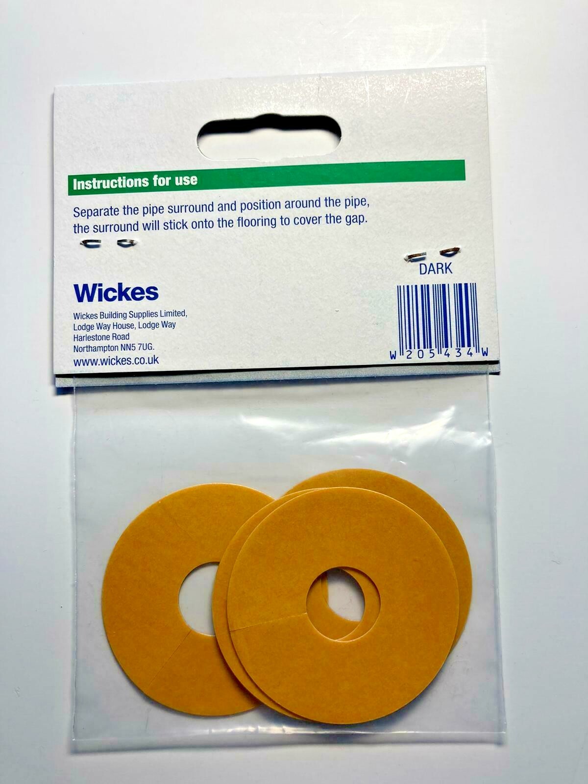 4 x Self Adhesive Pipe Covers / Radiator Rings for Laminate & Wood