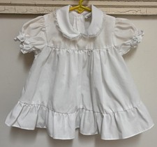 Vintage White Ruffles Lace Short Sleeve Dress Size 12M Baby Girl
