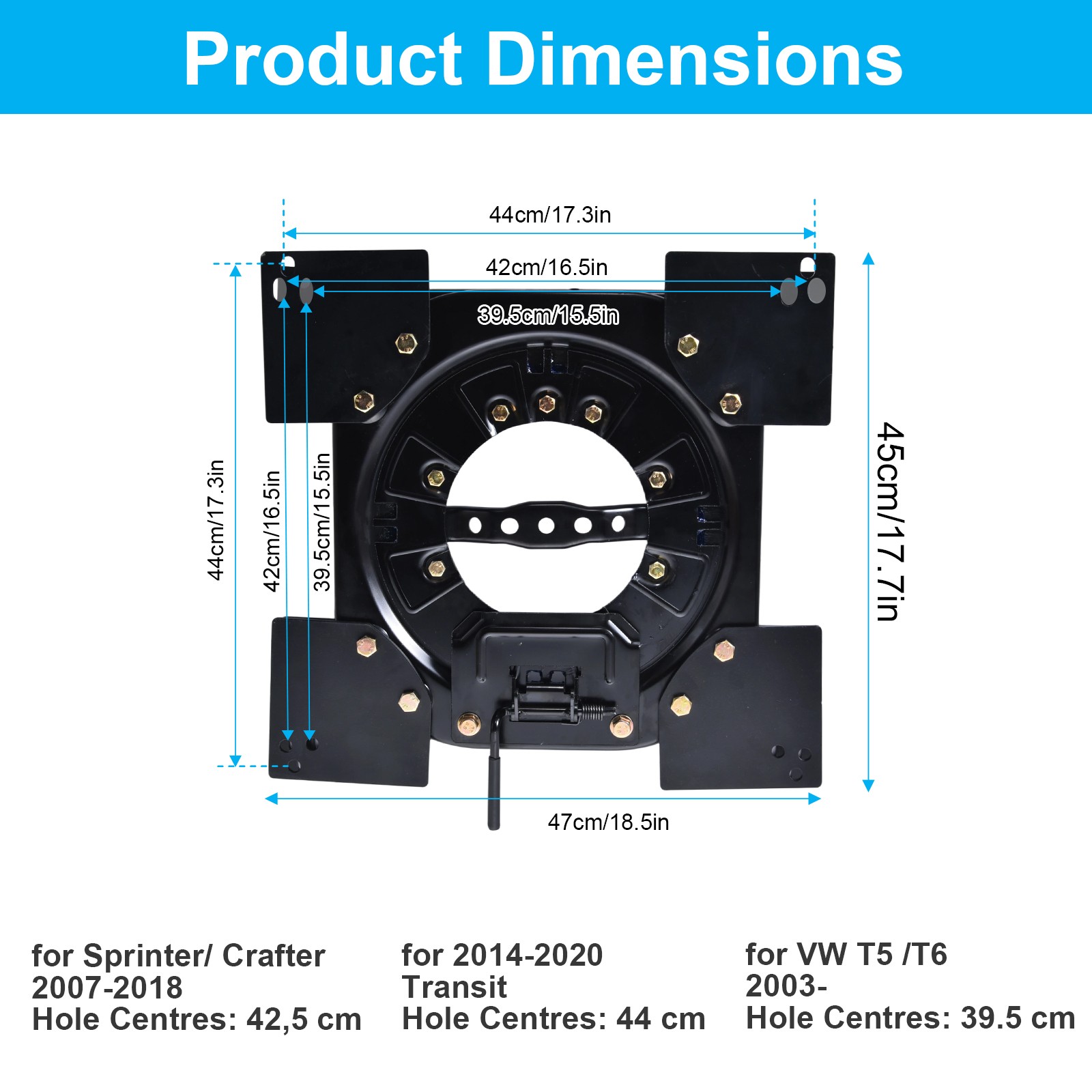 Universal Car Van Motorhome Seat Swivel Base Turntable Rotatable Adaptor Truck thumbnail 2