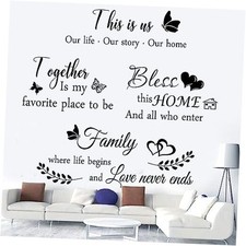 4 Pieces THIS IS US TOGETHER BLESS THIS HOME Wall Decor Signs - Vinyl Wall