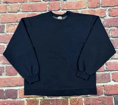 Sudadera De Colección Fruit of the Loom Negra En Blanco Súper Algodón Cuello Redondo Para Hombre’s L - Imagen 1 de 4