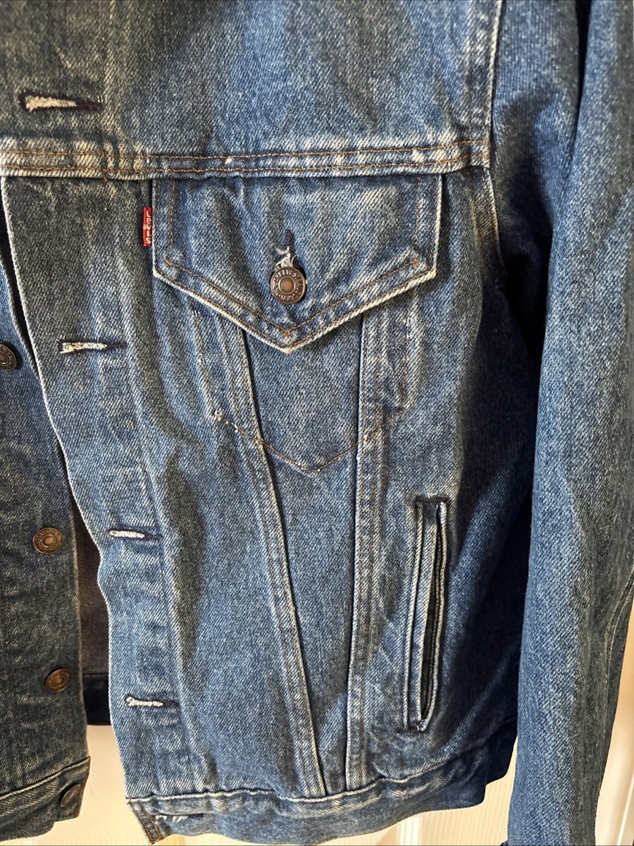 Vintage Levis Denim Jacket 80s 70506-0214 Blue Men 46R Trucker USA