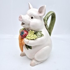 Fitz and Floyd Pig Piggy Pitcher 1.5 Qt Ceram...