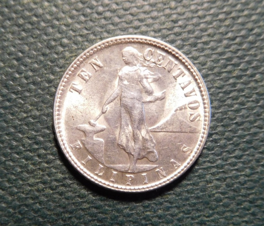 PHILIPPINES US COMMONWEALTH  1945D  10 CENTAVOS  SILVER CIRCULATED Free shipping