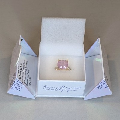 Bomb Party Pink Tourmaline Ring Gold Plated Size 5 RG18209