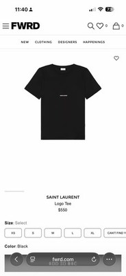 Saint Laurent YSL Logo T Shirt Size XXL Black Made In Italy 100% Authentic