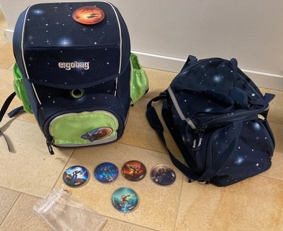 Ergobag Space Schulranzen-Set mit Sporttasche & -beutel, Regencape, 10 Kletties